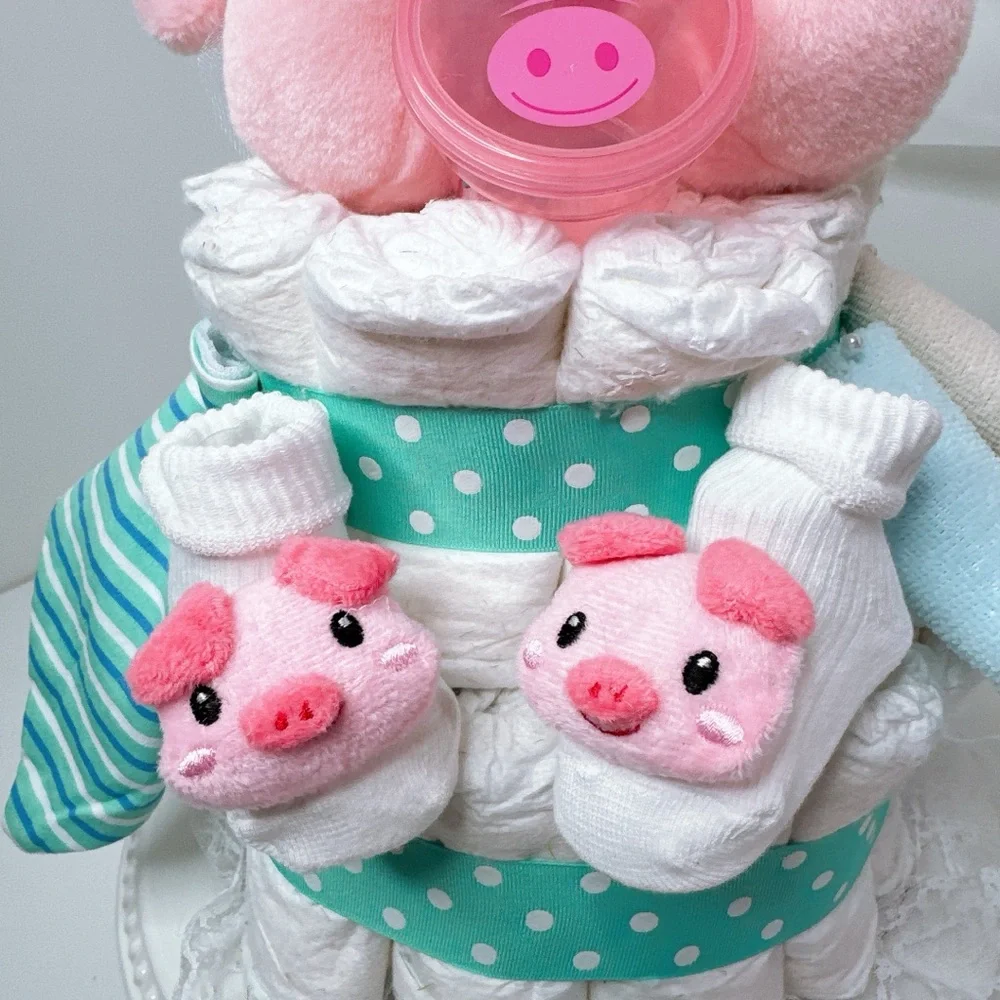 Pink Piglet Diaper Cake